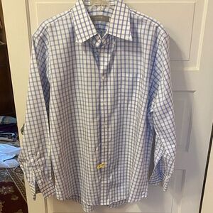 Nordstrom Light Blue and White Checkered Dress Shirt